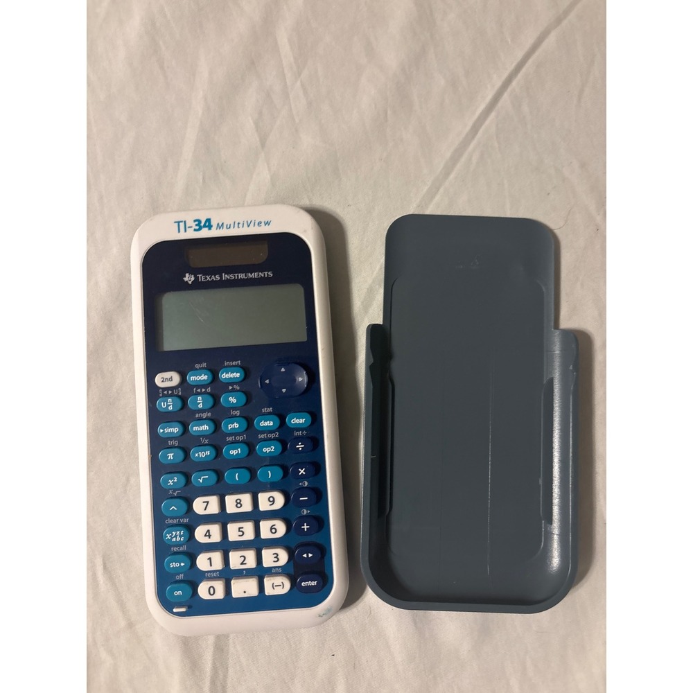 Texas Instruments TI-34 MultiView Scientific Calculator White Blue Good Cover